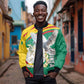 Guinea Bomber Jacket Coat Of Arms With Pigeon - Kente Pattern