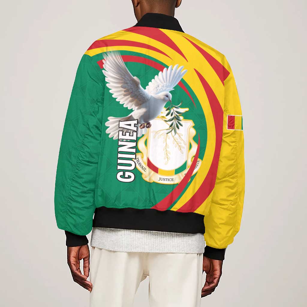 Guinea Bomber Jacket Coat Of Arms With Pigeon - Kente Pattern