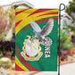 Guinea Garden Flag Coat Of Arms With Pigeon - Kente Pattern