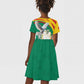 Guinea Kid Short Sleeve Dress Coat Of Arms With Pigeon - Kente Pattern