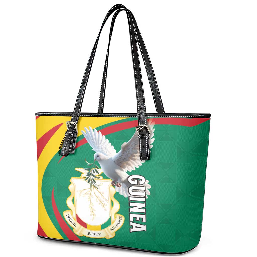 Guinea Leather Tote Bag Coat Of Arms With Pigeon - Kente Pattern