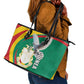 Guinea Leather Tote Bag Coat Of Arms With Pigeon - Kente Pattern