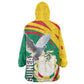 Guinea Wearable Blanket Hoodie Coat Of Arms With Pigeon - Kente Pattern