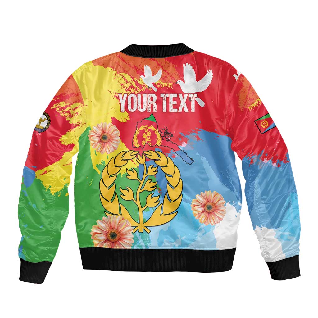 Personalised Eritrea Sleeve Zip Bomber Jacket Happy Independence Day
