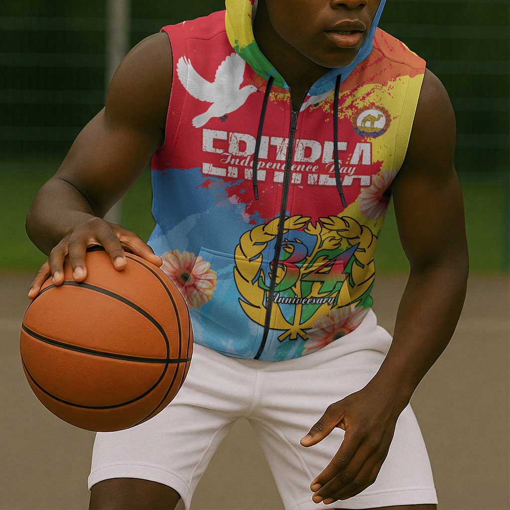 Personalised Eritrea Sleeveless Zip Hoodie Happy Independence Day - African Pride