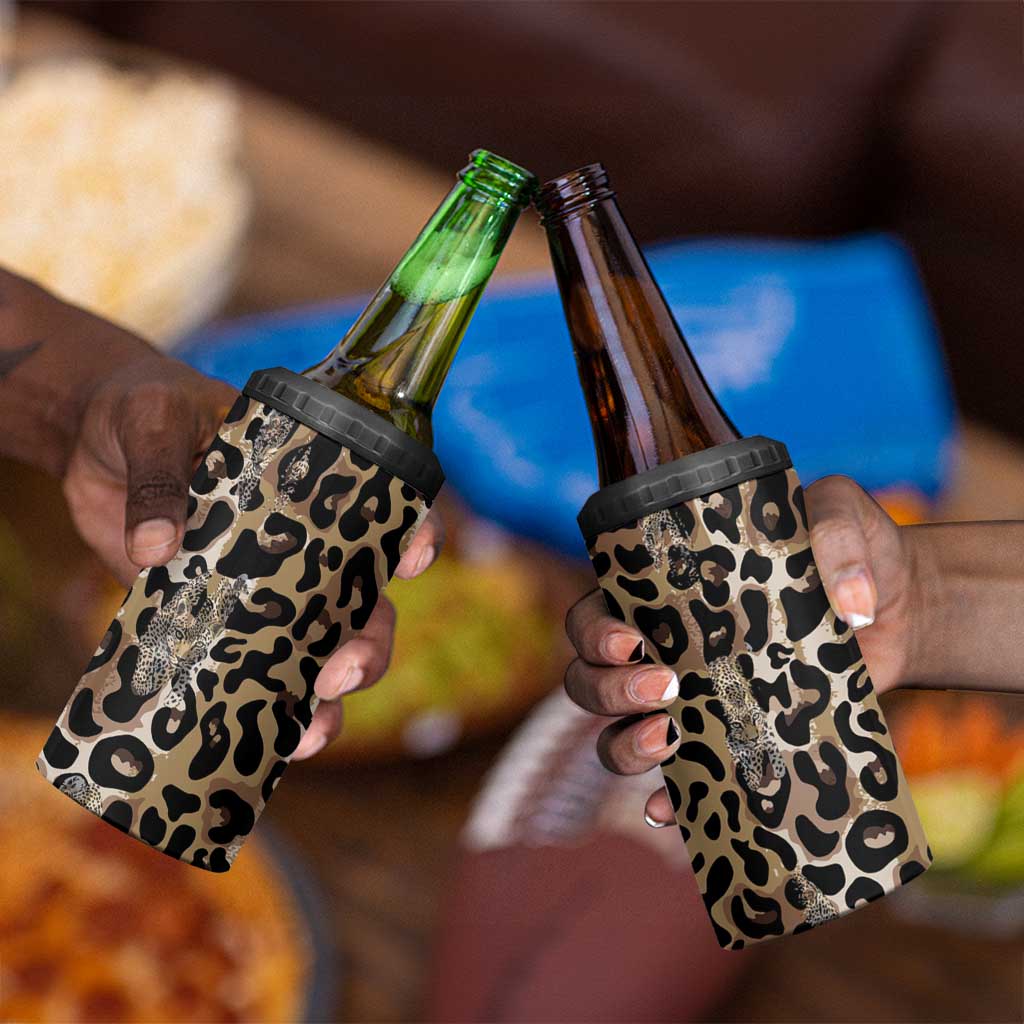 African Leopard Skin Pattern 4 in 1 Can Cooler Tumbler