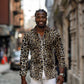 African Leopard Skin Pattern Long Sleeve Button Shirt