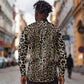 African Leopard Skin Pattern Long Sleeve Button Shirt