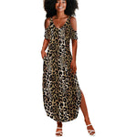 African Leopard Skin Pattern Summer Maxi Dress