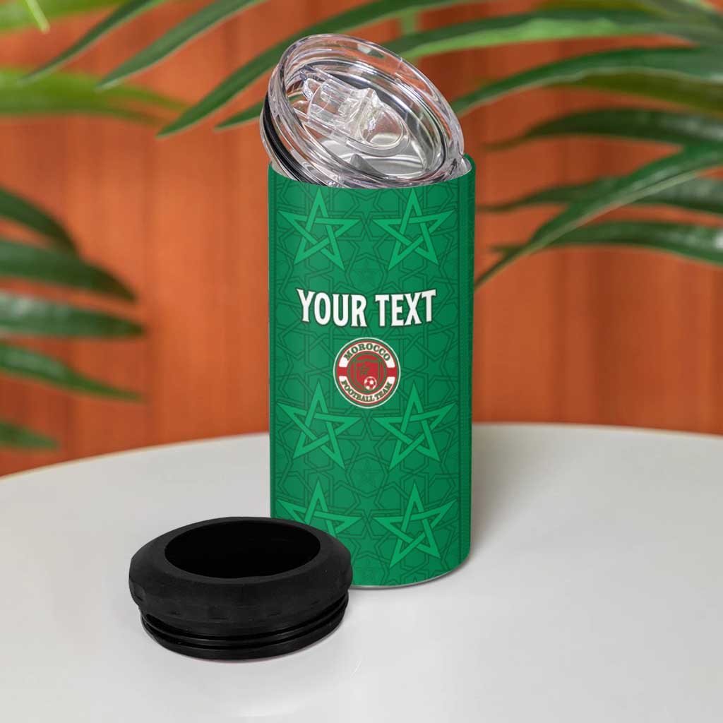 Custom Morocco Football 4 in 1 Can Cooler Tumbler Dima Maghrib