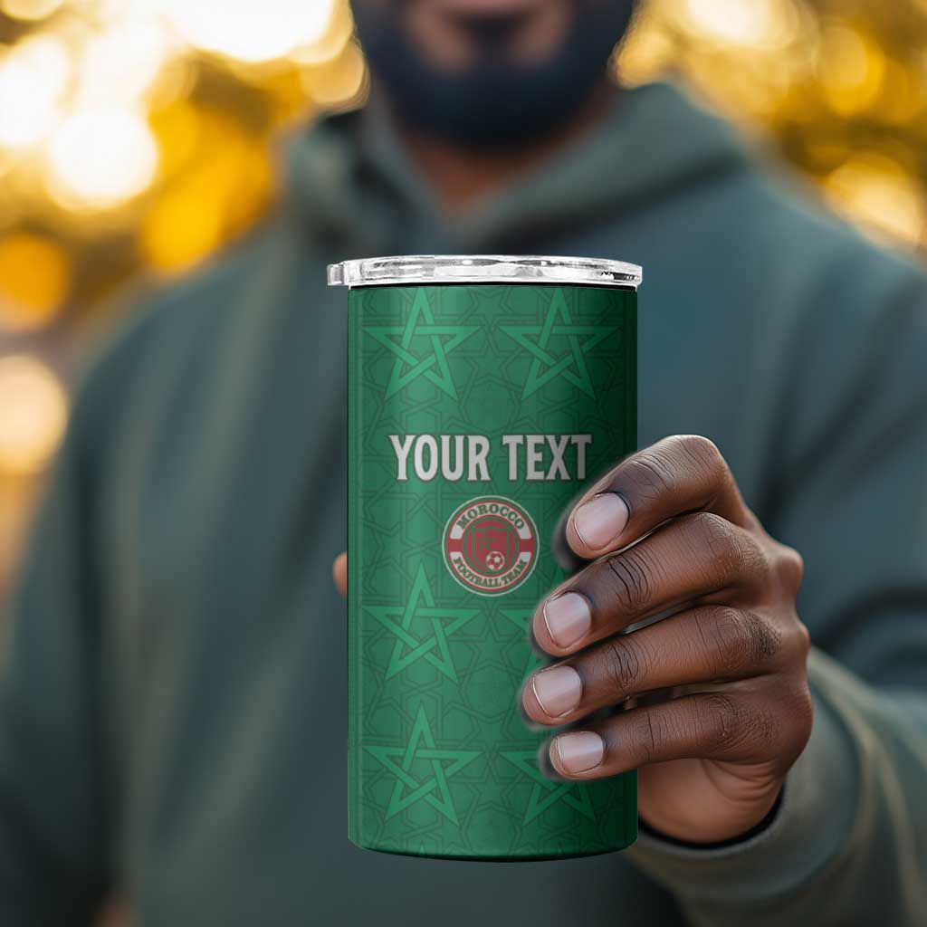 Custom Morocco Football 4 in 1 Can Cooler Tumbler Dima Maghrib