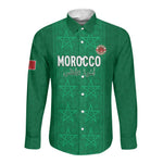 Custom Morocco Football Long Sleeve Button Shirt Dima Maghrib