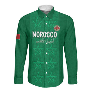 Custom Morocco Football Long Sleeve Button Shirt Dima Maghrib