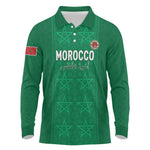 Custom Morocco Football Long Sleeve Polo Shirt Dima Maghrib