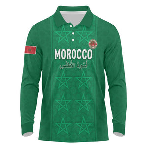 Custom Morocco Football Long Sleeve Polo Shirt Dima Maghrib