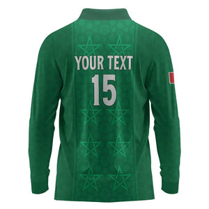 Custom Morocco Football Long Sleeve Polo Shirt Dima Maghrib
