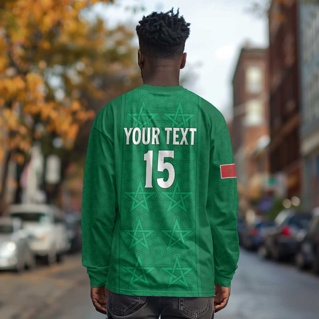 Custom Morocco Football Long Sleeve Shirt Dima Maghrib