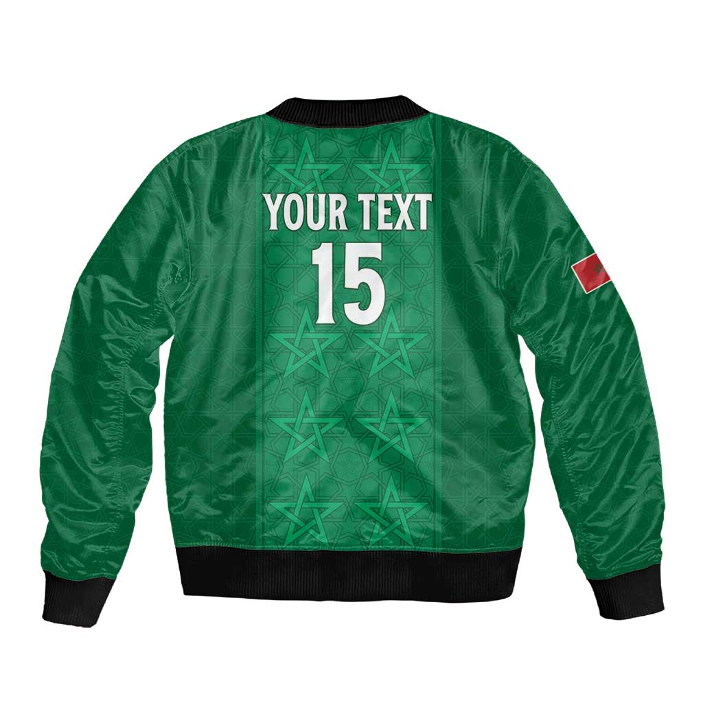 Custom Morocco Football Sleeve Zip Bomber Jacket Dima Maghrib
