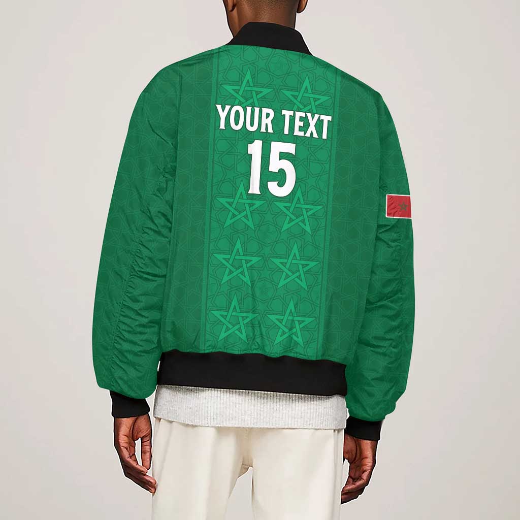 Custom Morocco Football Sleeve Zip Bomber Jacket Dima Maghrib