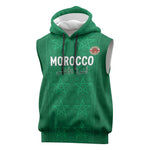 Custom Morocco Football Sleeveless Hoodie Dima Maghrib - African Pride