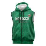 Custom Morocco Football Sleeveless Zip Hoodie Dima Maghrib - African Pride