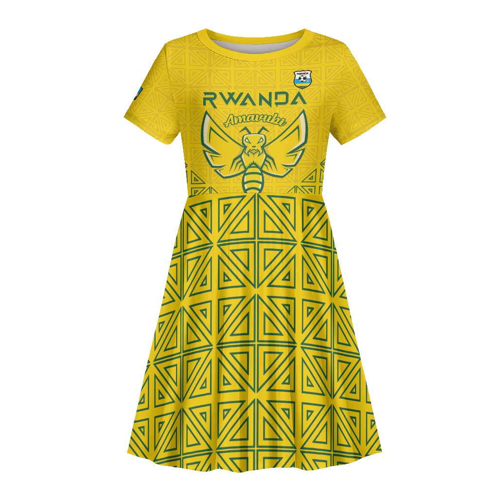 Custom Jamhuri ya Rwanda Football Kid Short Sleeve Dress Go Amavubi Go