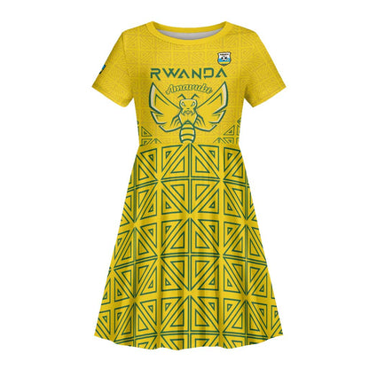 Custom Jamhuri ya Rwanda Football Kid Short Sleeve Dress Go Amavubi Go