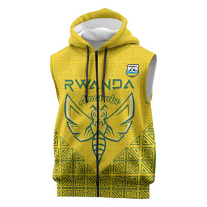 Custom Jamhuri ya Rwanda Football Sleeveless Zip Hoodie Go Amavubi Go - African Pride