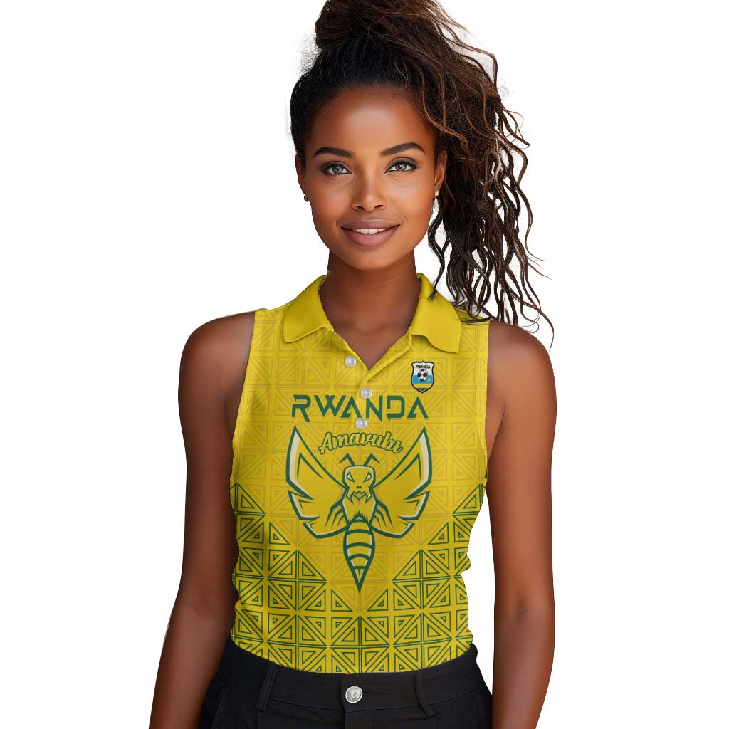 Custom Jamhuri ya Rwanda Football Women Sleeveless Polo Shirt Go Amavubi Go