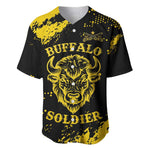 Personalized African-American Heroes Baseball Jersey Bison Buffalo Soldiers - Black Grunge Style - African Pride
