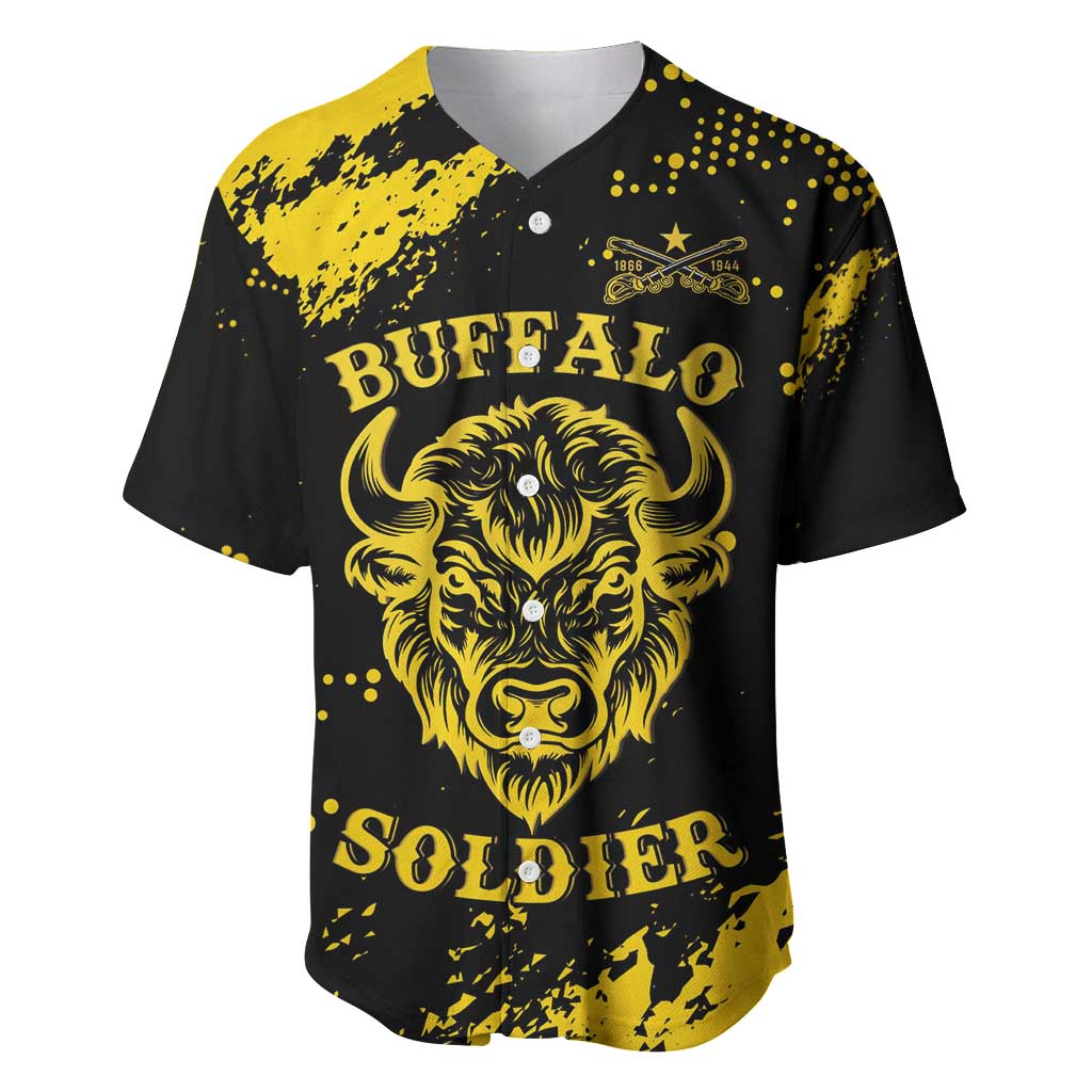 Personalized African-American Heroes Baseball Jersey Bison Buffalo Soldiers - Black Grunge Style - African Pride