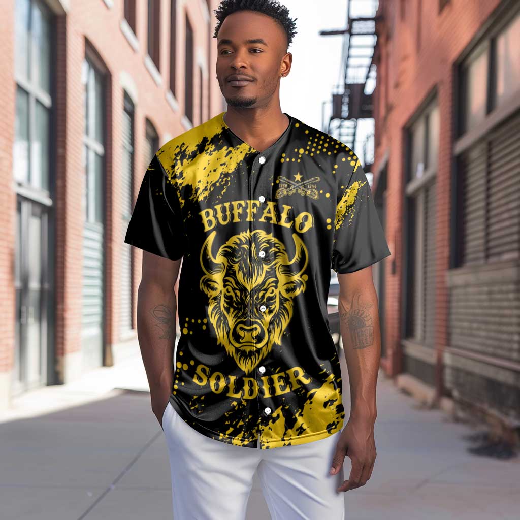 Personalized African-American Heroes Baseball Jersey Bison Buffalo Soldiers - Black Grunge Style - African Pride