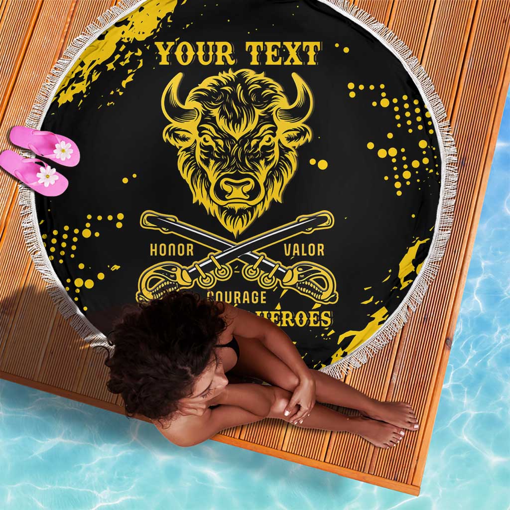 Personalized African-American Heroes Beach Blanket Bison Buffalo Soldiers - Black Grunge Style - African Pride