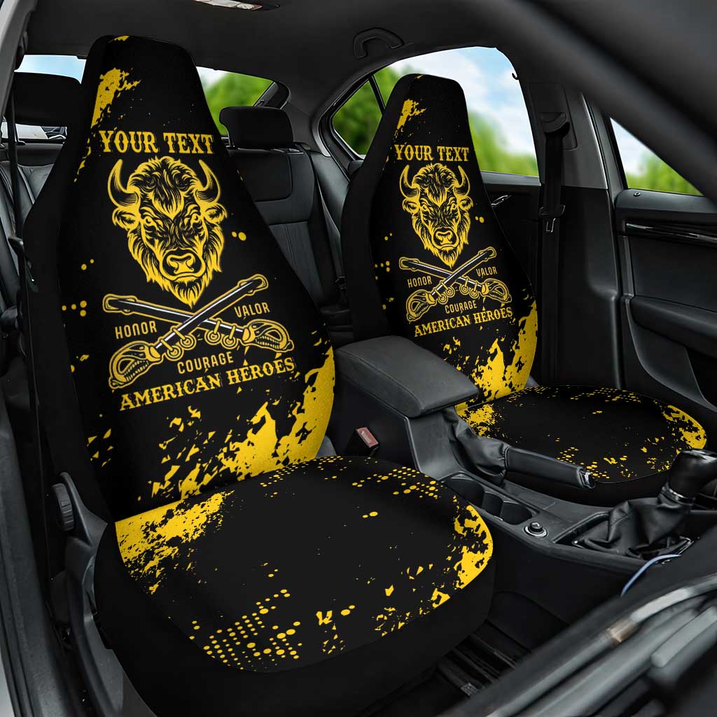 Personalized African-American Heroes Car Seat Cover Bison Buffalo Soldiers - Black Grunge Style - African Pride