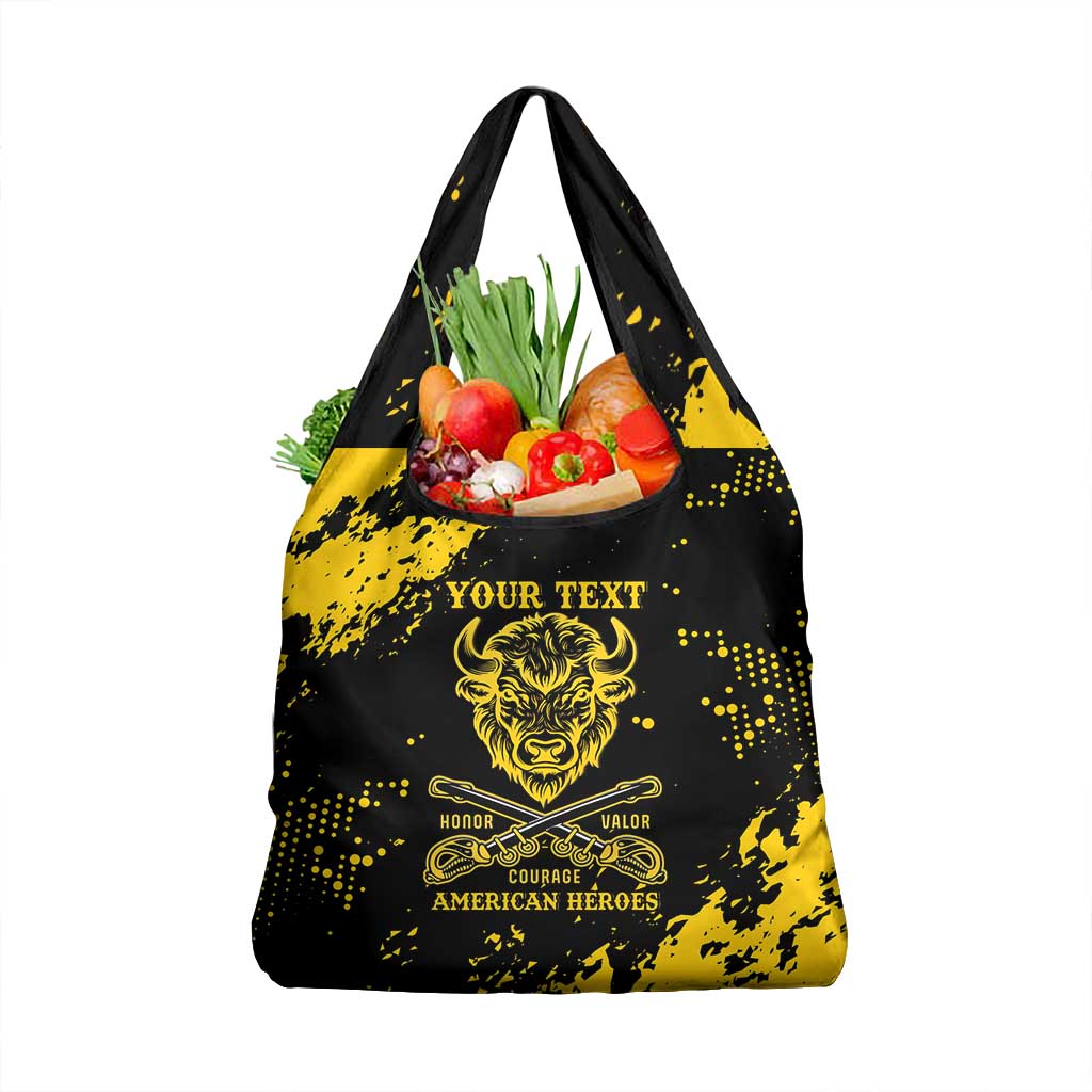 Personalized African-American Heroes Grocery Bag Bison Buffalo Soldiers - Black Grunge Style - African Pride