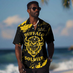 Personalized African-American Heroes Hawaiian Shirt Bison Buffalo Soldiers - Black Grunge Style - African Pride