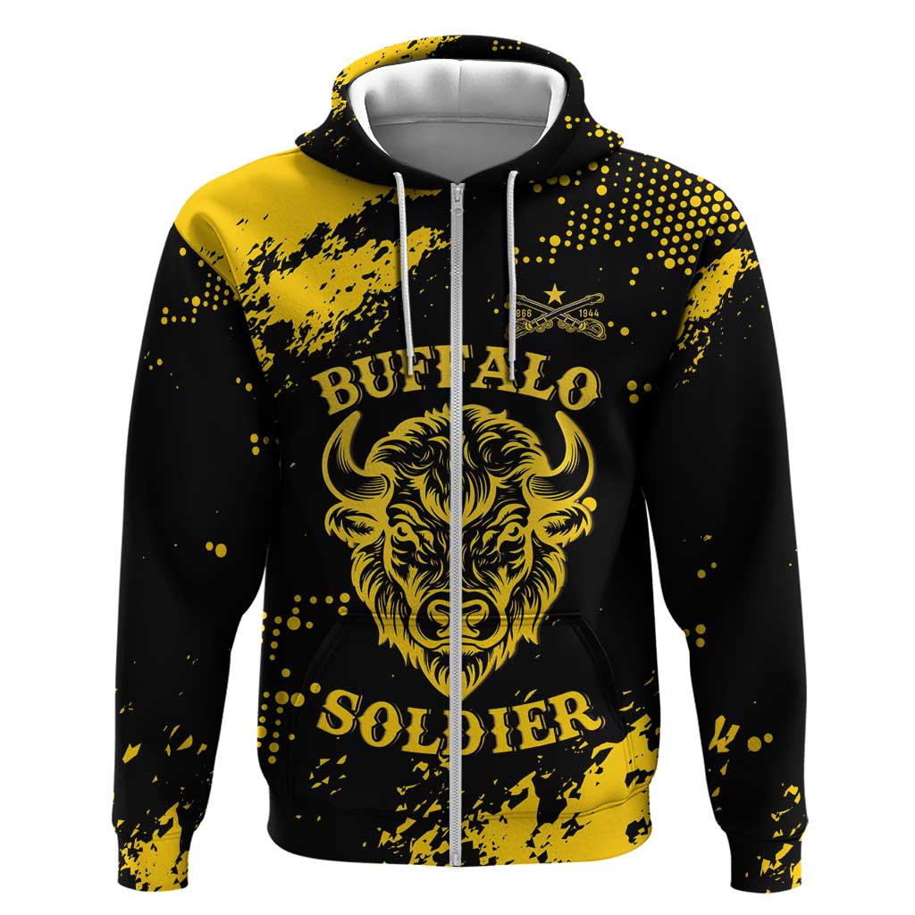 Personalized African-American Heroes Hoodie Bison Buffalo Soldiers - Black Grunge Style - African Pride