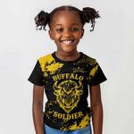 Personalized African-American Heroes Kid T shirt Bison Buffalo Soldiers - Black Grunge Style - African Pride