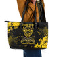 Personalized African-American Heroes Leather Tote Bag Bison Buffalo Soldiers - Black Grunge Style - African Pride
