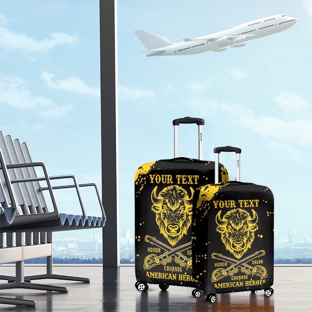 Personalized African-American Heroes Luggage Cover Bison Buffalo Soldiers - Black Grunge Style - African Pride