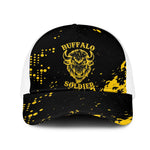 Personalized African-American Heroes Mesh Trucker Cap Bison Buffalo Soldiers - Black Grunge Style - African Pride