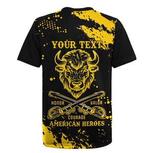 Personalized African-American Heroes Rugby Jersey Bison Buffalo Soldiers - Black Grunge Style - African Pride