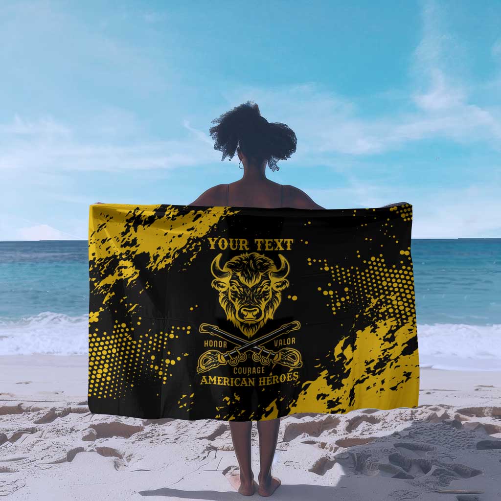 Personalized African-American Heroes Sarong Bison Buffalo Soldiers - Black Grunge Style - African Pride