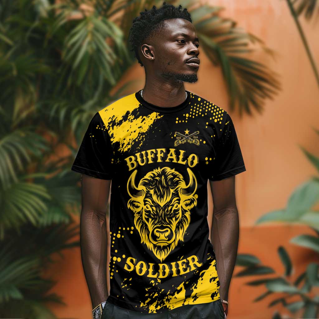 Personalized African-American Heroes T shirt Bison Buffalo Soldiers - Black Grunge Style - African Pride