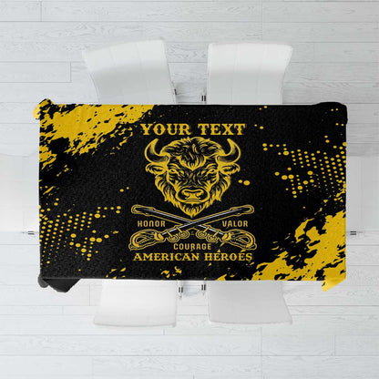 Personalized African-American Heroes Tablecloth Bison Buffalo Soldiers - Black Grunge Style - African Pride