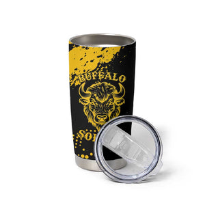 Personalized African-American Heroes Tumbler Cup Bison Buffalo Soldiers - Black Grunge Style - African Pride