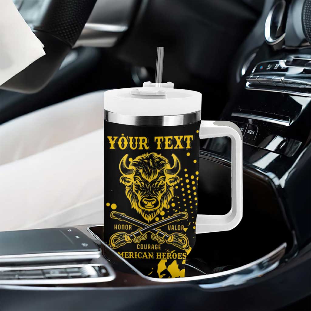Personalized African-American Heroes Tumbler With Handle Bison Buffalo Soldiers - Black Grunge Style - African Pride