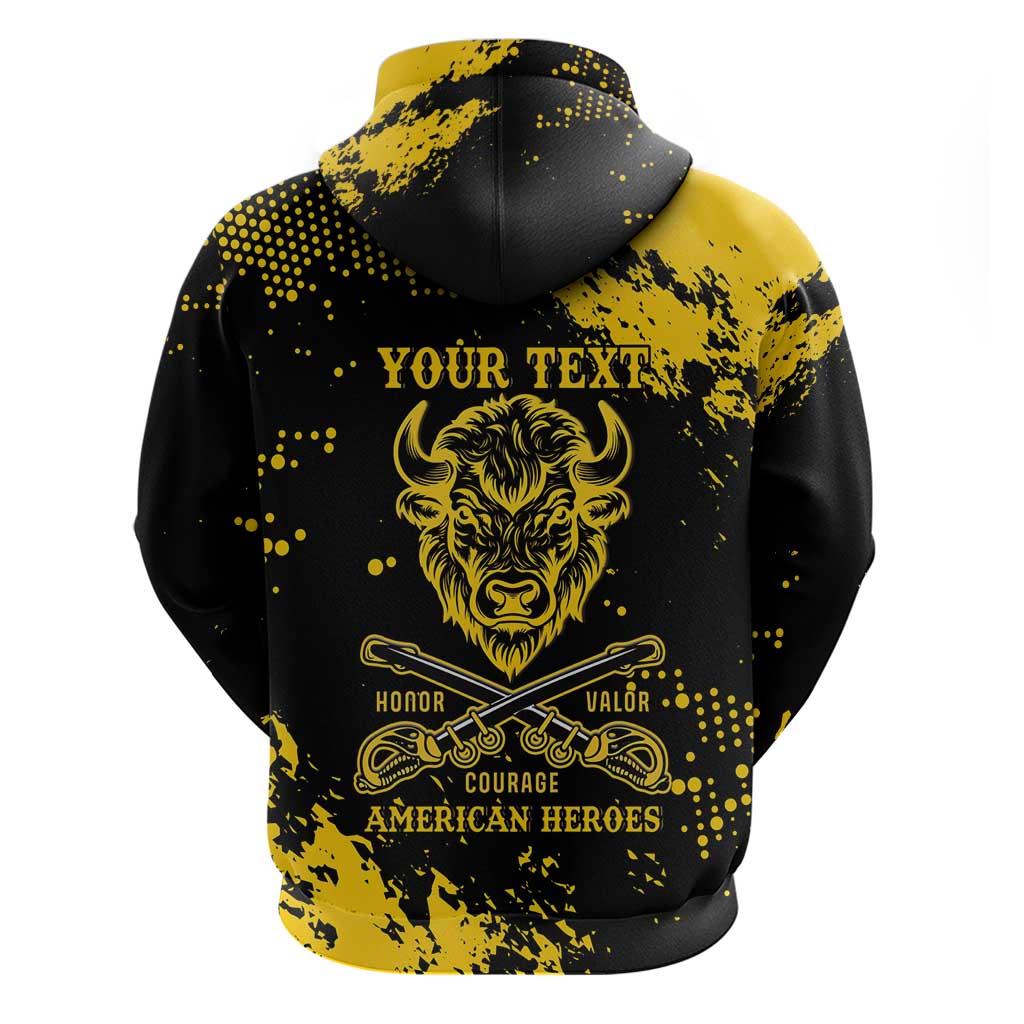 Personalized African-American Heroes Zip Hoodie Bison Buffalo Soldiers - Black Grunge Style - African Pride