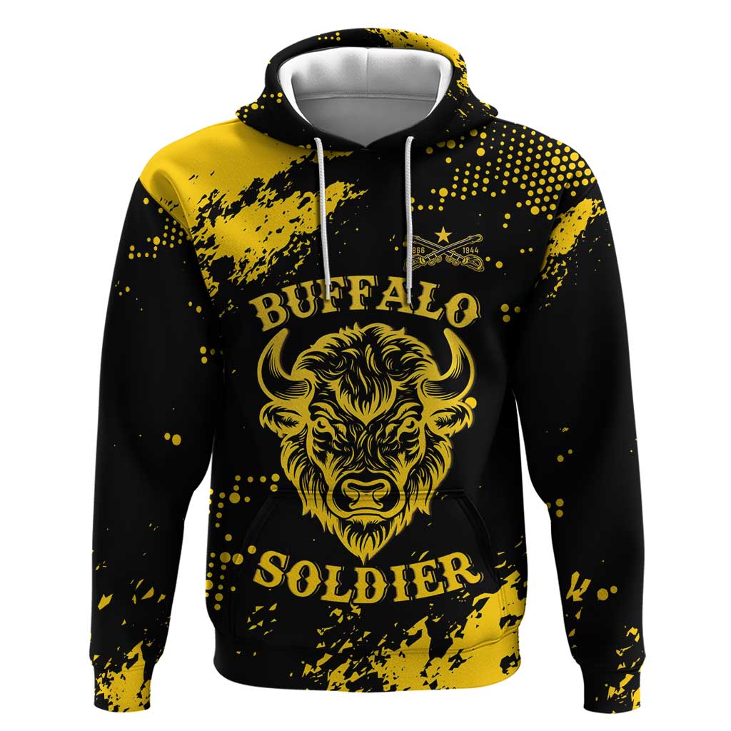 Personalized African-American Heroes Zip Hoodie Bison Buffalo Soldiers - Black Grunge Style - African Pride