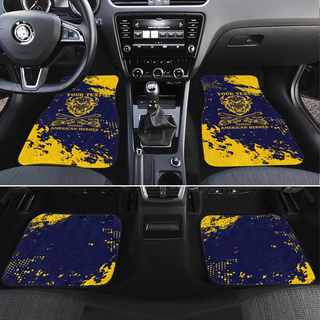 Personalized African-American Heroes Car Mats Bison Buffalo Soldiers - Blue Grunge Style - African Pride